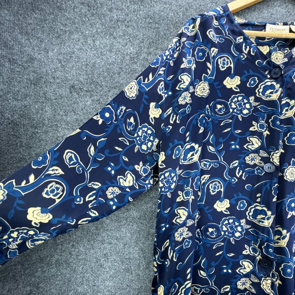 Vintage Victorias Secret Gold Label Silk Sleepshirt Womens Small Blue Floral 90s - Picture 4 of 15